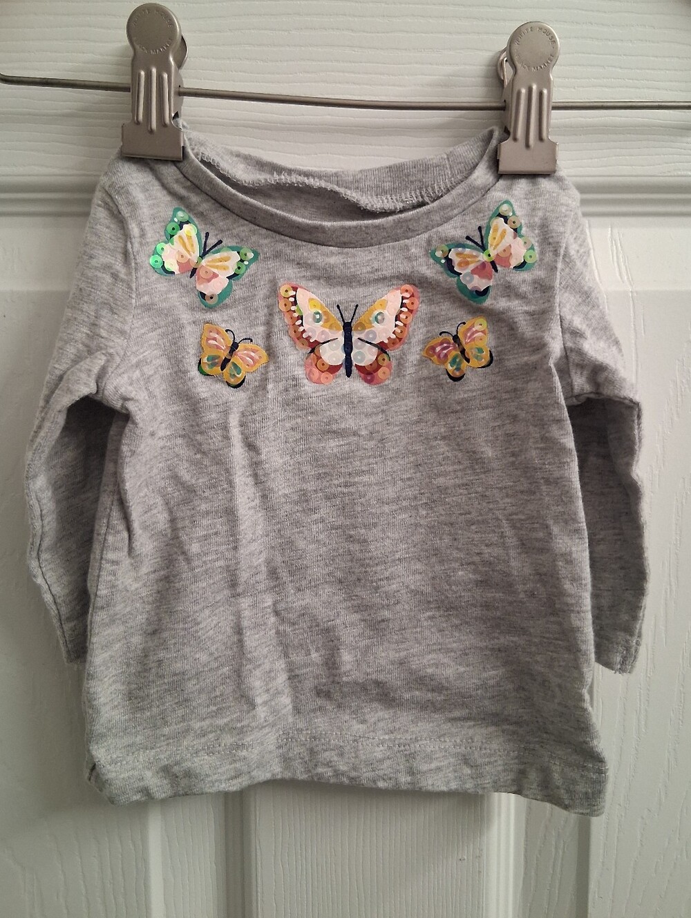 Carters Sequin Butterfly Shirt Gray 3 Months